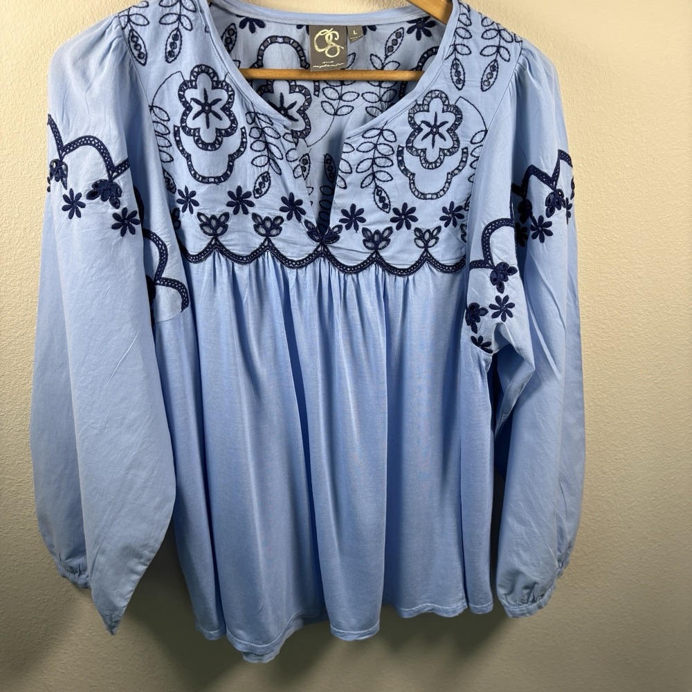 One September Women's Embroidered Women's Top 100% Cotton Boho Festival Lt. Wt.